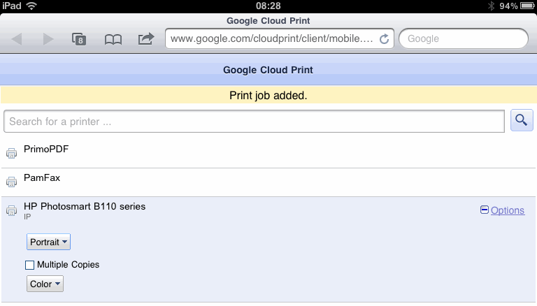 Google Cloud Printing - Queue