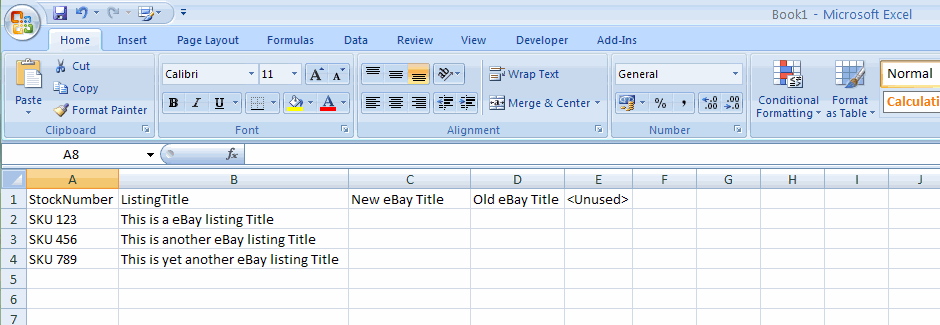 Excel Layout