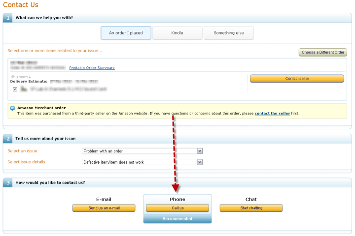 Amazon Contact Seller Form