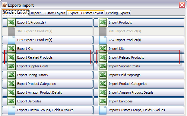 Importing and exporting related & similar products in eSellerPro
