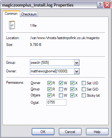 Using WinSCP to show the New File Owner and Group Names