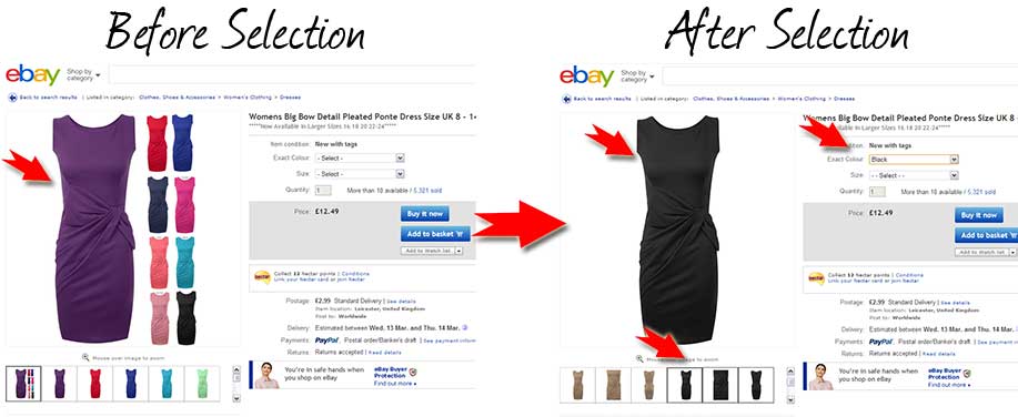 eBay swaps images on colour selection