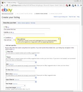 Listing a Product onto eBay