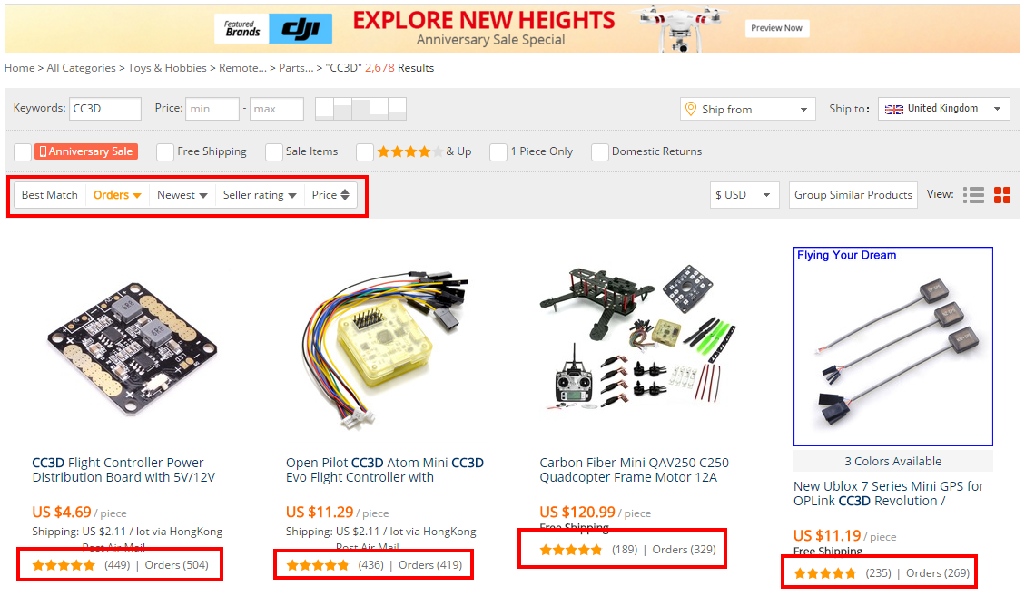 Aliexpress Search by order Count