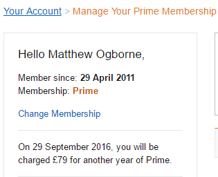 Your Amazon Prime Membership